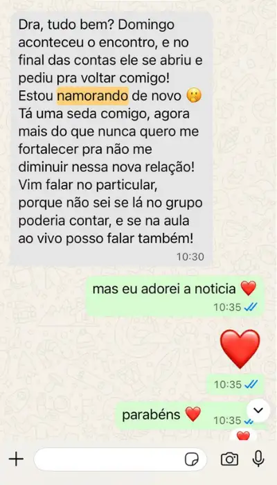 Print de conversa de aluna