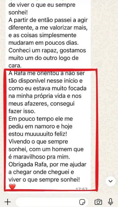 Print de conversa de aluna